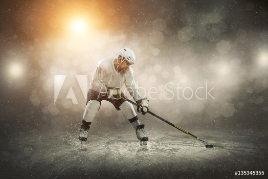 Picture of Ice hockey player on the ice outdoors